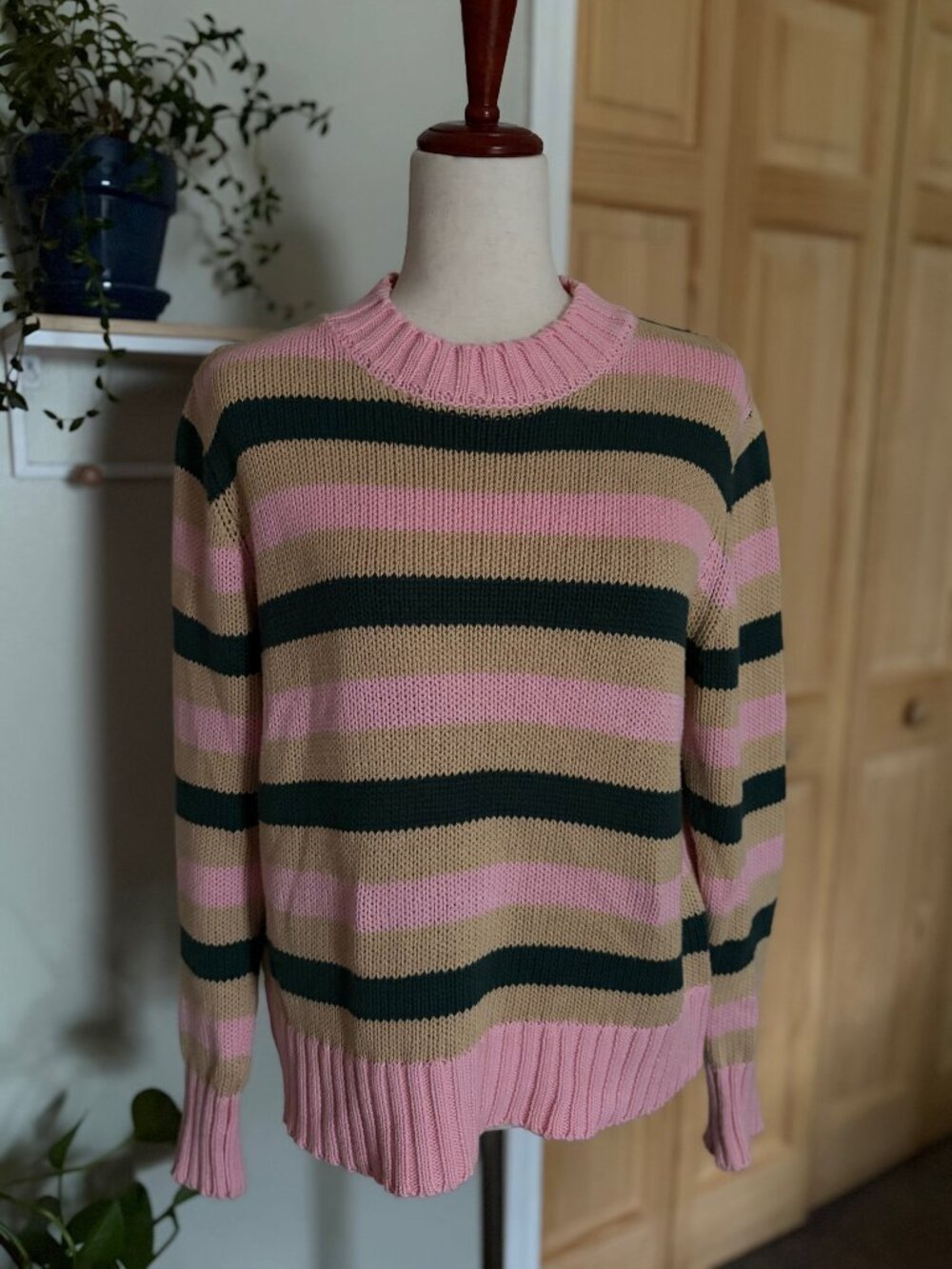 Spinnaker by Kiel James Patrick Striped Cotton Sweater – Pink Tan Green (Women’s